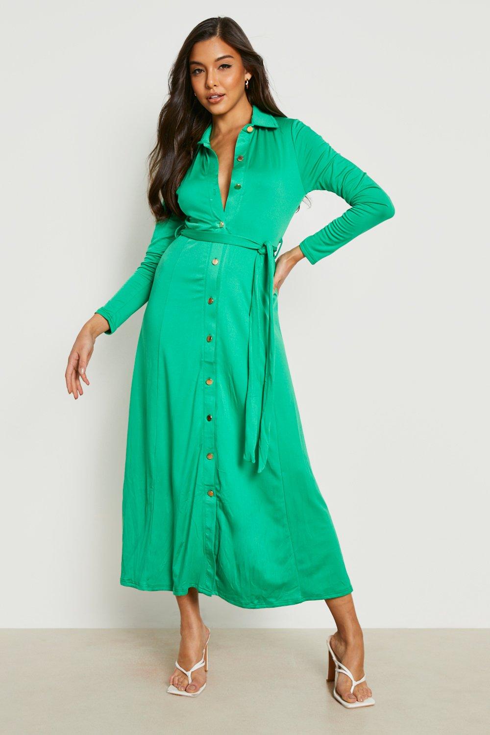 Bottle green 2025 shirt dress